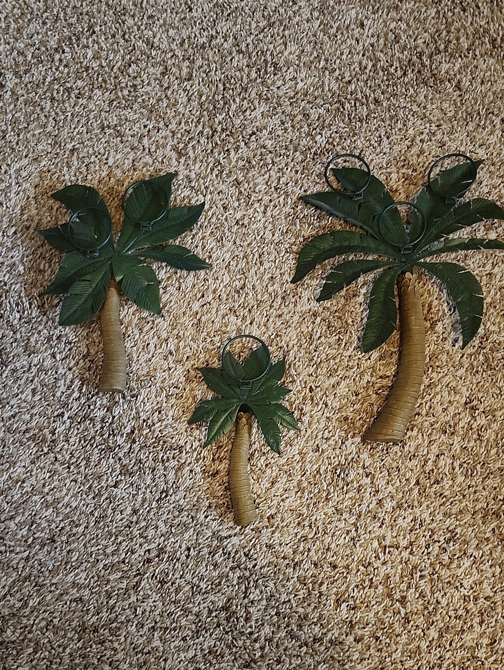 Set Of 3 Candle Holder Palm Trees - NWT